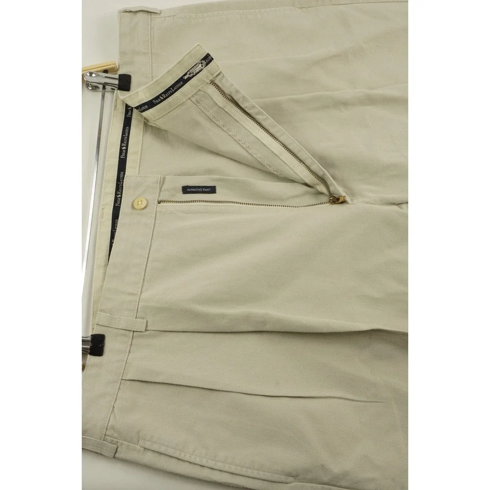 Vintage 80s Polo Ralph Lauren‎ USA Men's 42 x 32 Khaki Twill Pleated Chino Pant